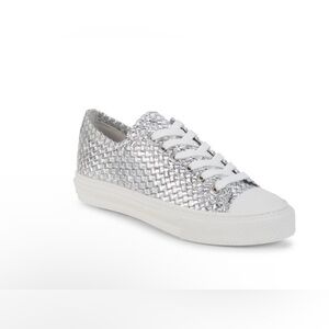 STUART WEITZMAN Wova Metallic Woven Leather Sneakers. New no box